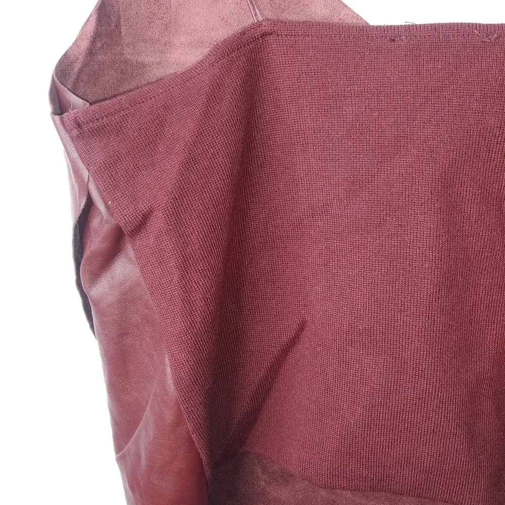 Do+Be M Maroon Leather Biker Flap Top - Image 11