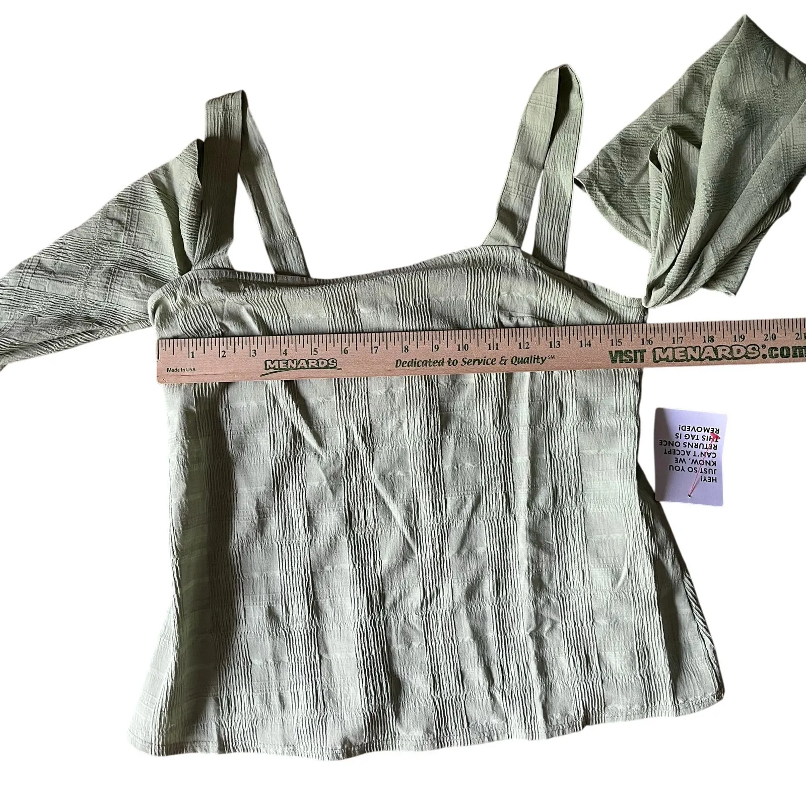 Topshop Textured Cold Shoulder Long Sleeve Top‎ Sage Green Women's 6 - Image 11