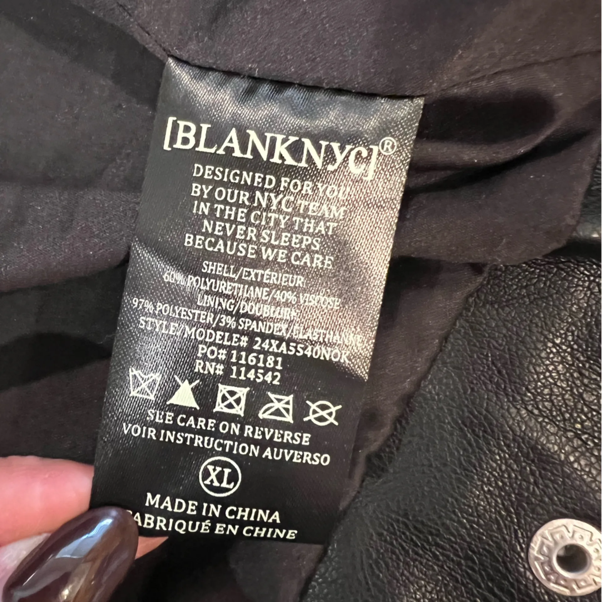 Blank NYC Good Vibes Faux Leather Moto Jacket Size XL NWOT - Image 10