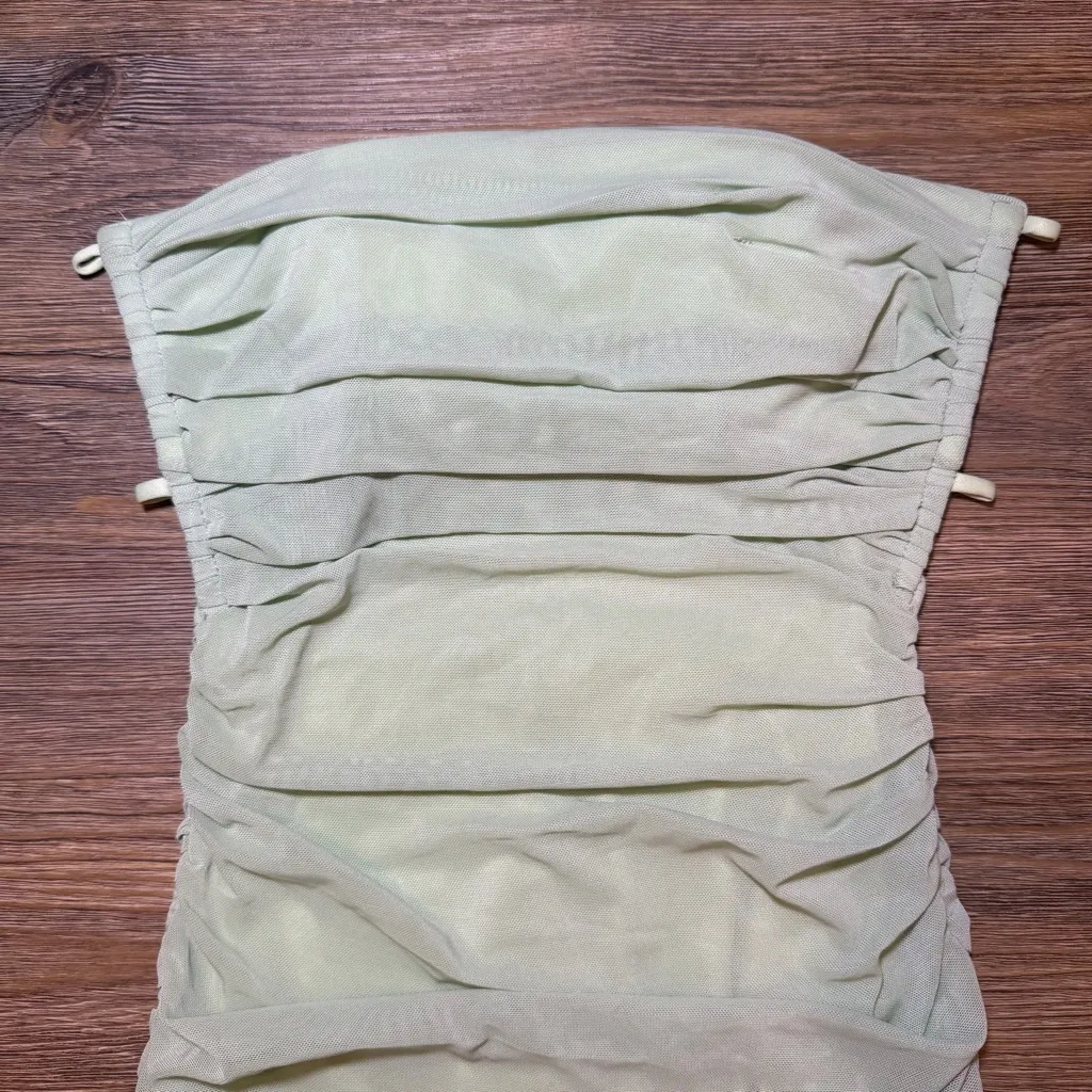 Princess Polly Strapless Ruched Bodycon Green Dress - Image 4