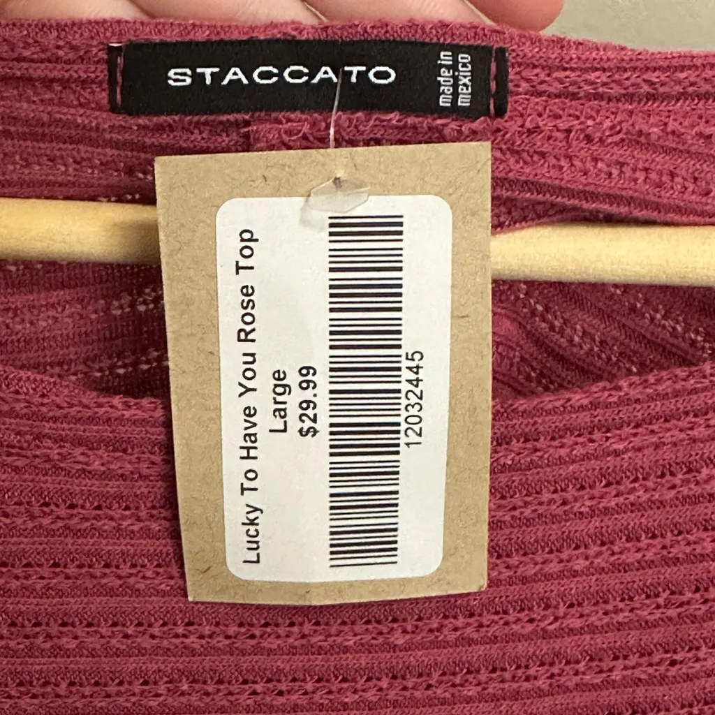 Staccato Mauve Longsleeve Knit Blouse size large new with tags - Image 4