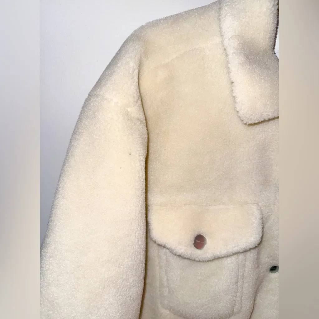 Anine Bing shearling oversized jacket ivory small teddy shacket - Image 7