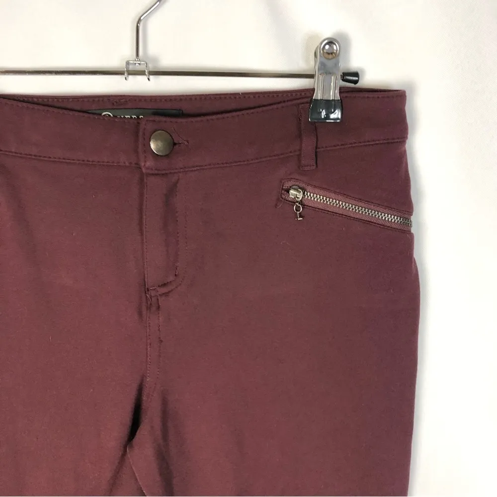 Versona Burgundy Red Moto Zip Pocket Skinny Leg Jeans 4 - Image 3