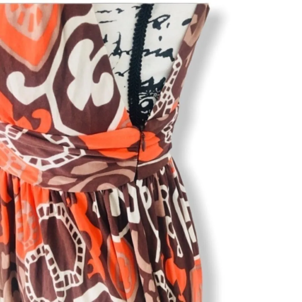 Milly SZ M Orange patterned Dress - Image 4