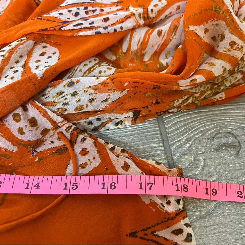 Diane Von Furstenberg silk Y2K tie front fly away floral blouse sz 8 - Image 3