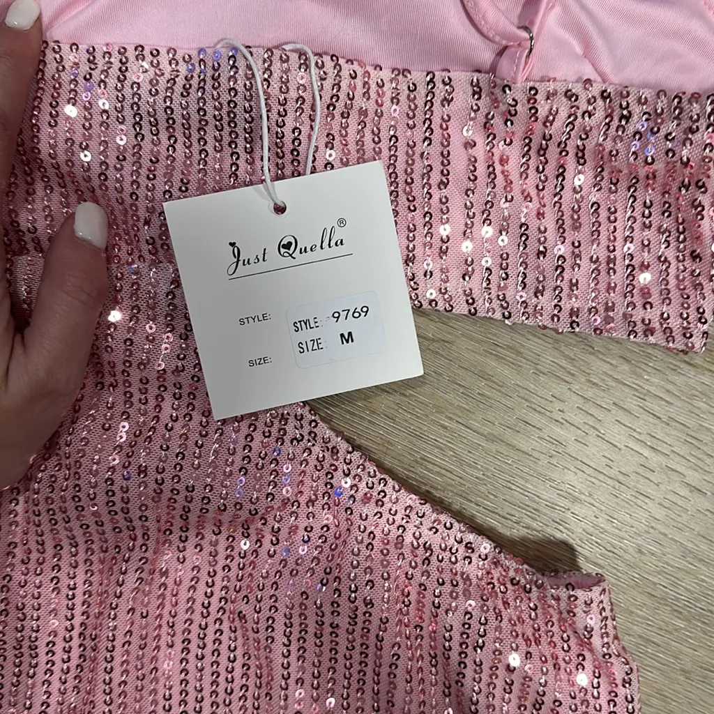 NWT Women's cowl neck sequin dress - medium with open side - Image 3