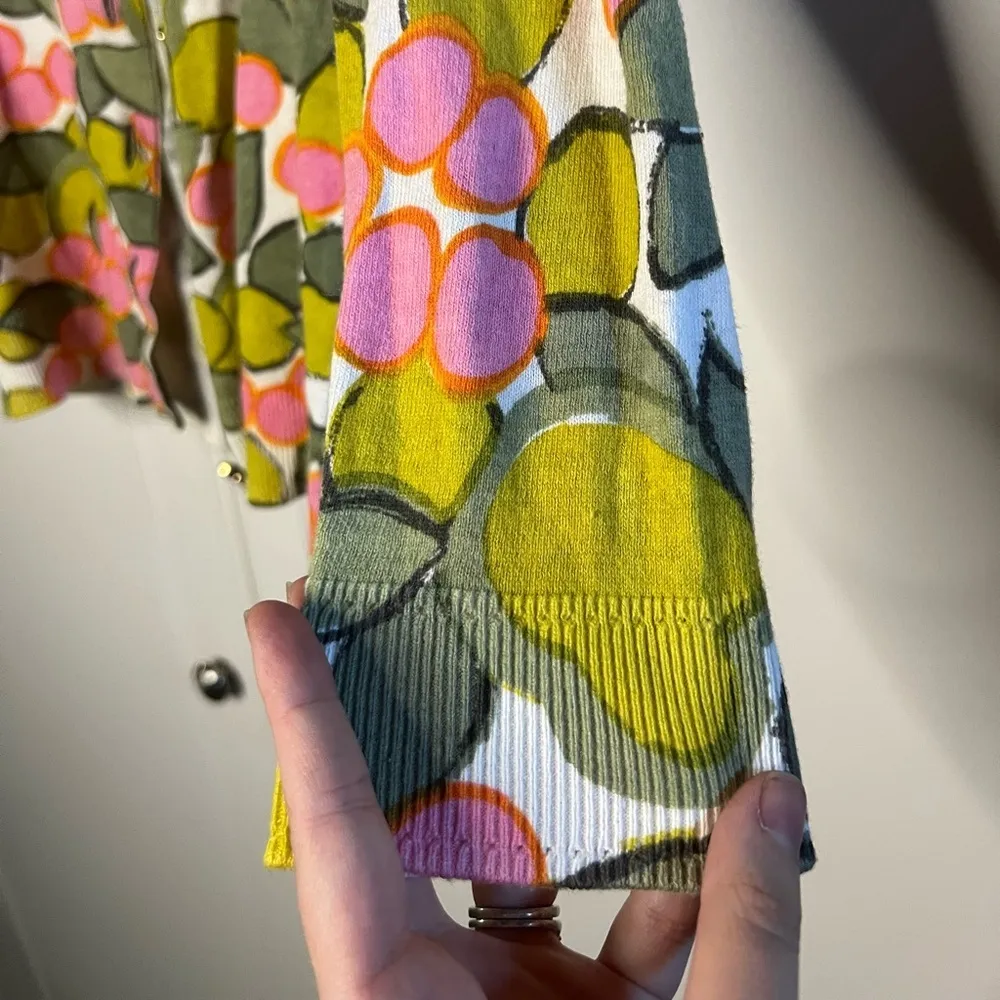 Milly New York Cropped Floral Cotton Cardigan S Y2K - Image 5