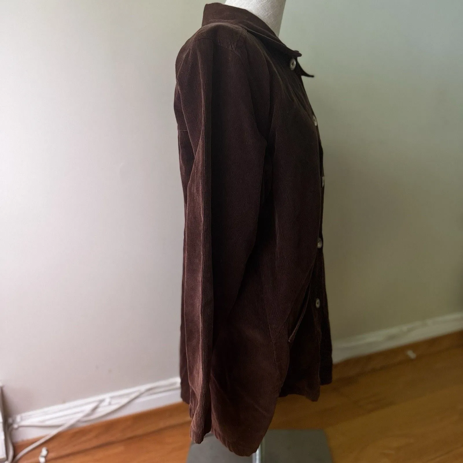 Appleseeds Women’s VTG Corduroy Shirt Petite Dark Academia Preppy Brown 12P - Image 4