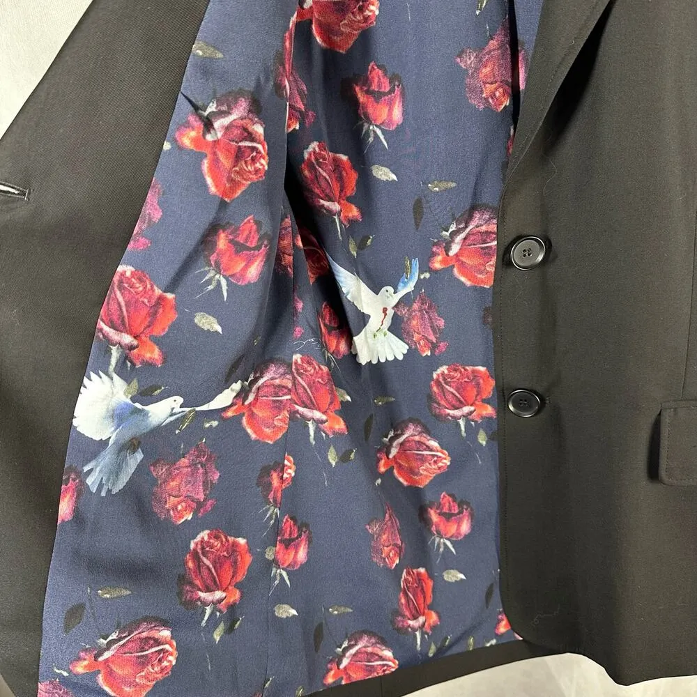 Nafsika Skourti Beaded Rose Tassel 2 Button Black Blazer UK 8 US 4 - Image 7