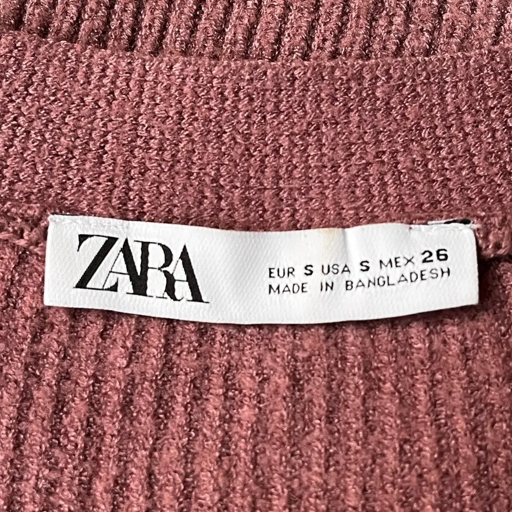Zara Balloon Sleeve Cropped Cardigan Sweater Mauve Pink Size Small - Image 3