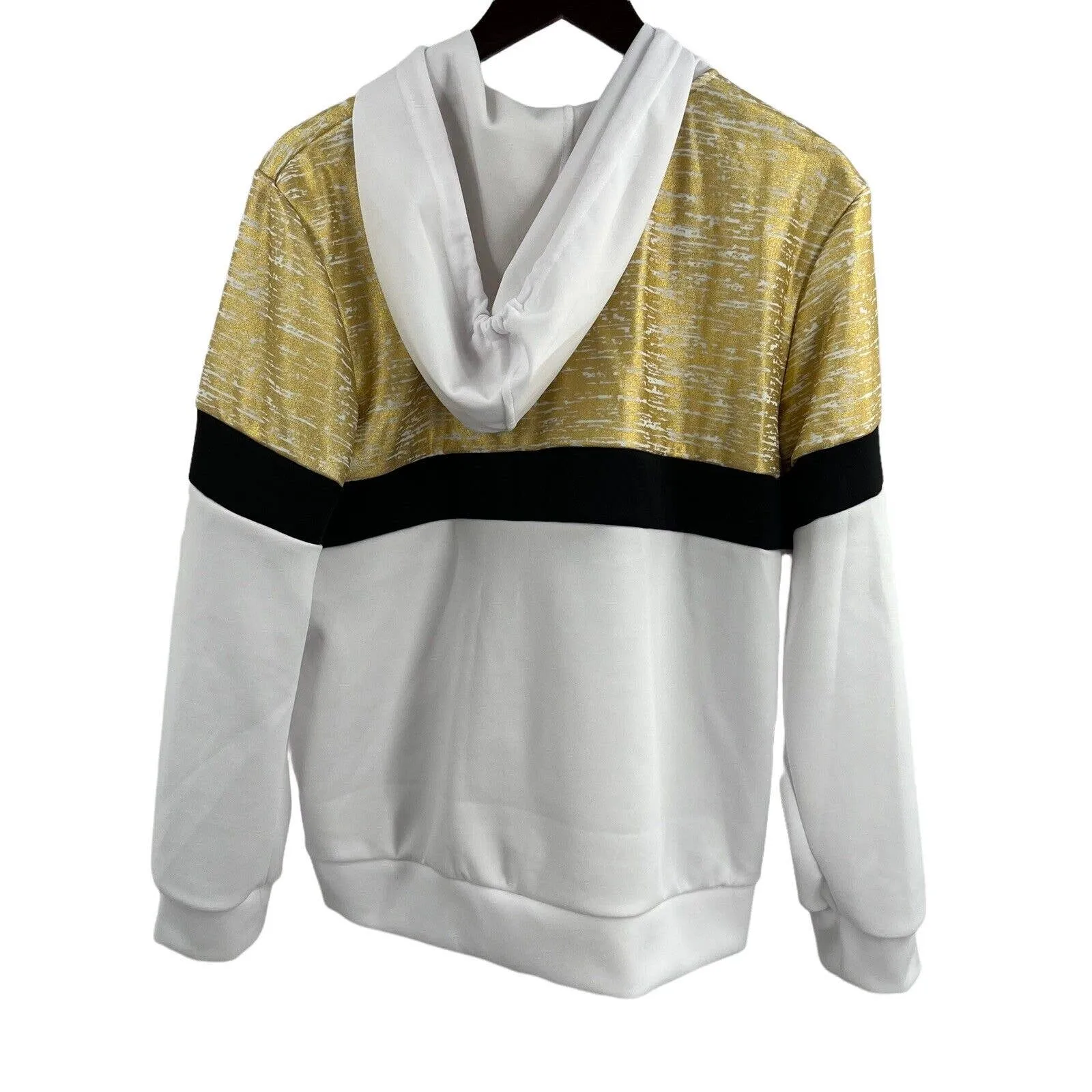 Ashley Stewart Sport White Zip‎ Front Hoodie Gold Accent Size 14/16 New - Image 3