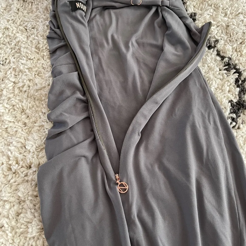 Aria One Shoulder Gown in Khaki - Image 10