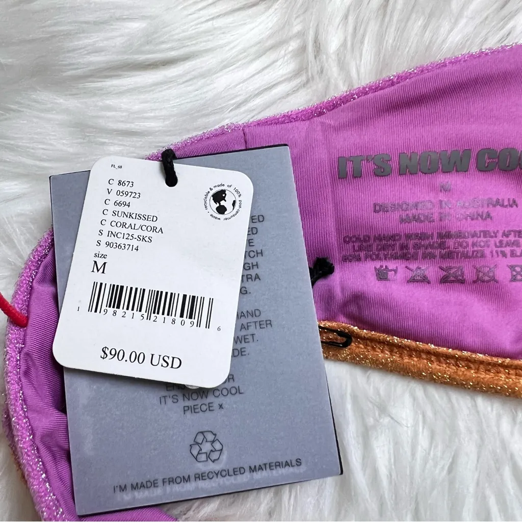 Free People It's Now Cool Lurex Colorblock Cropped Bikini Top. Size Medium. NWT - Image 7