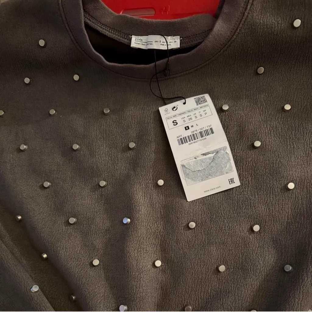 Zara Women's Brown Studded Crewneck Sweater - Image 7