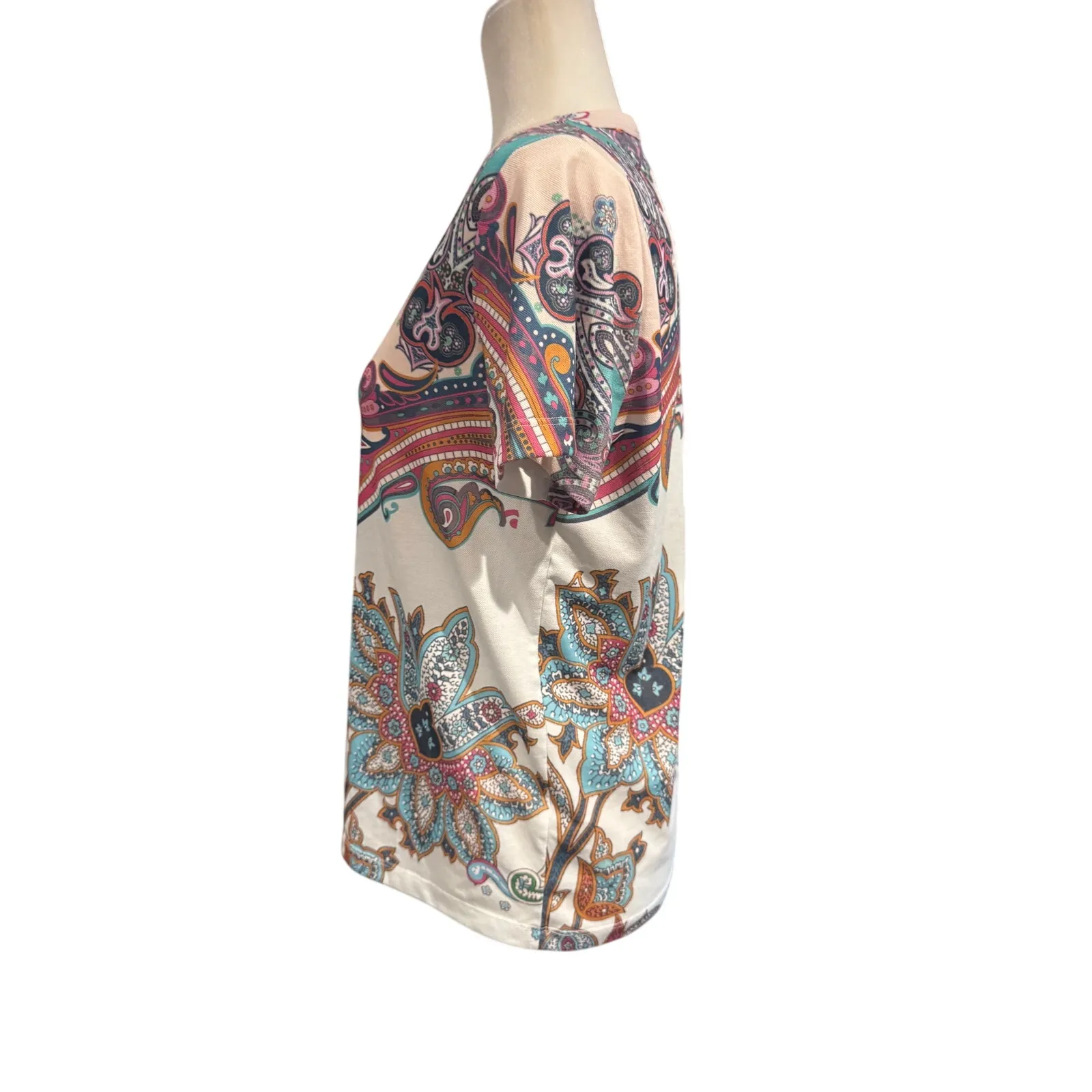 Desigual Multicolor Paisley Print T-Shirt Size S Y2K Boho Art Print - Image 2