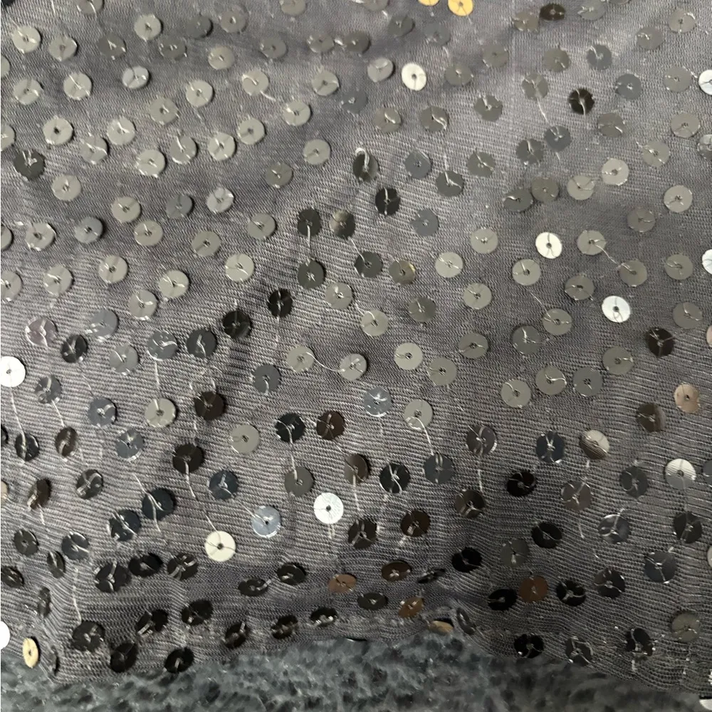 Vintage Y2K 2000s edgy cocktail boho disco sequin midi black skirt size 25 - Image 11