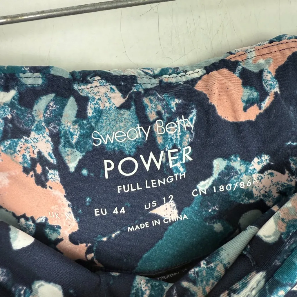 Sweaty Betty Power Full Length Leggings Abstract Floral Blue Size 12 EUC - Image 6