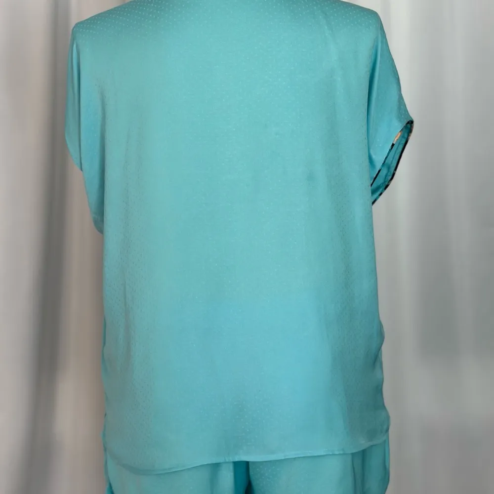 Van Winkle & Co.Blue Pajama Set with Notched Lapel and Short Sleeves (734) Blue Size XL - Image 2