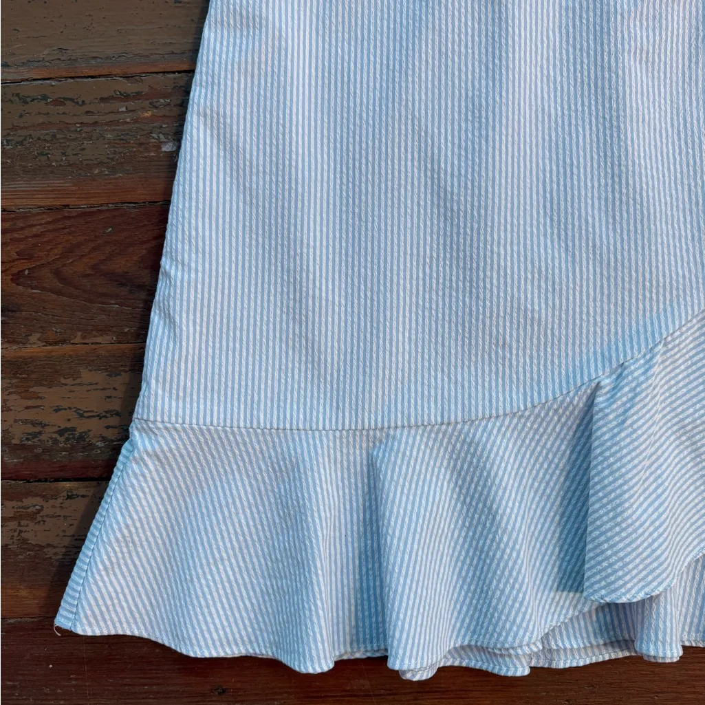 Southern Tide Margaret Seersucker Tiered Ruffle Faux Wrap Mini Skirt Sz 6 💚🍄 - Image 8