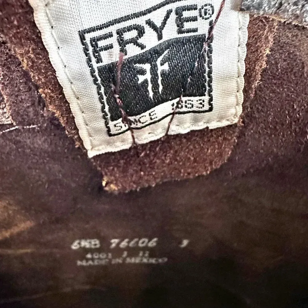 Frye  | Veronica Slouch Boot Chocol Crackle Leather Knee High Moto | Size 6.5 - Image 5