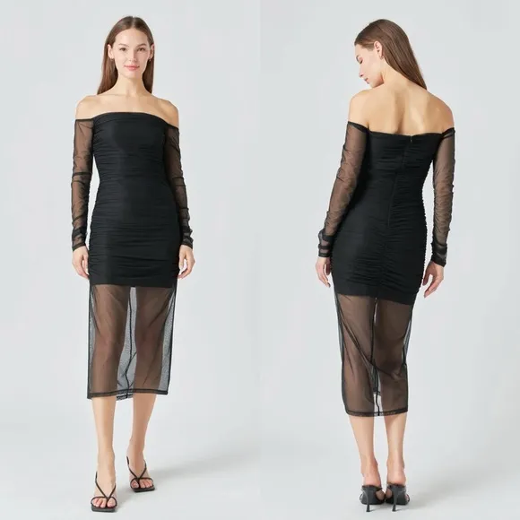 NWT Endless Rose Mesh Off the Shoulder Dress in Black - Image 2