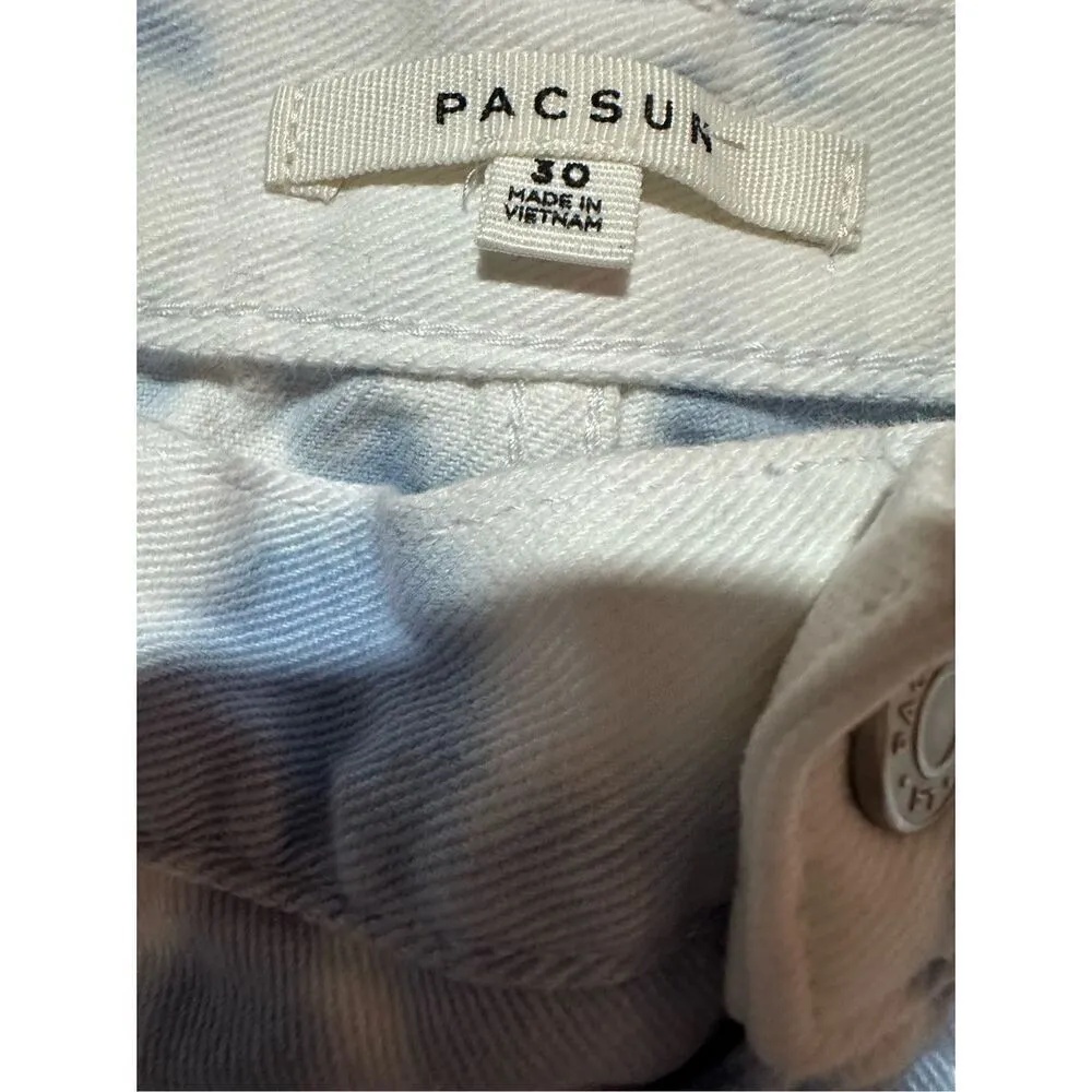 Pacsun womens blue white tie dye high rise mom jeans sz 30 - Image 3