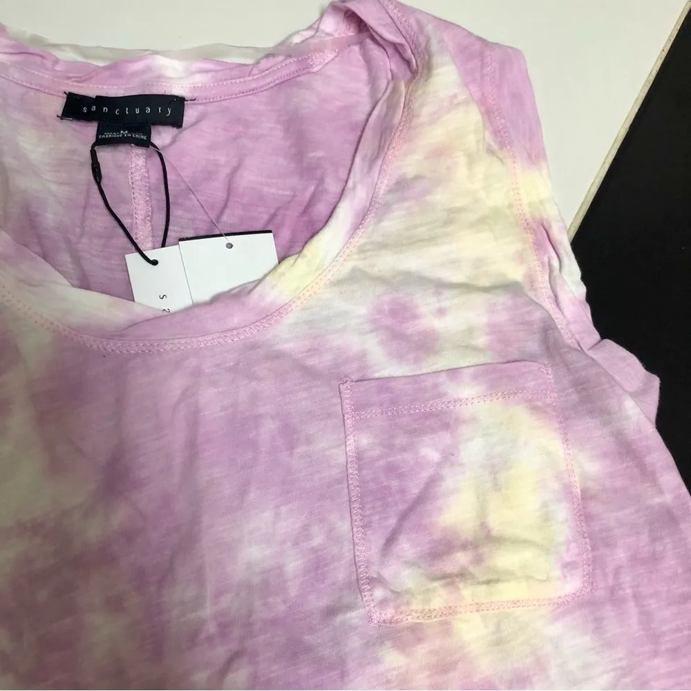 NWT Sanctuary One Pocket Tie Dye Tank Top Crewneck Purple Lightweight Boho sz M - Image 3