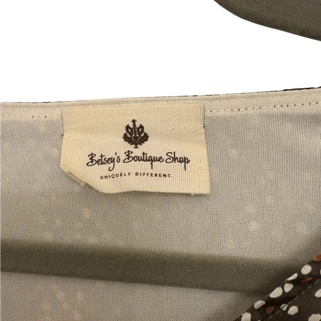 Betsey’s Boutique Olive Polka Dot Ruffle Sleeve Feminine Romantic Dress Medium Green - Image 7
