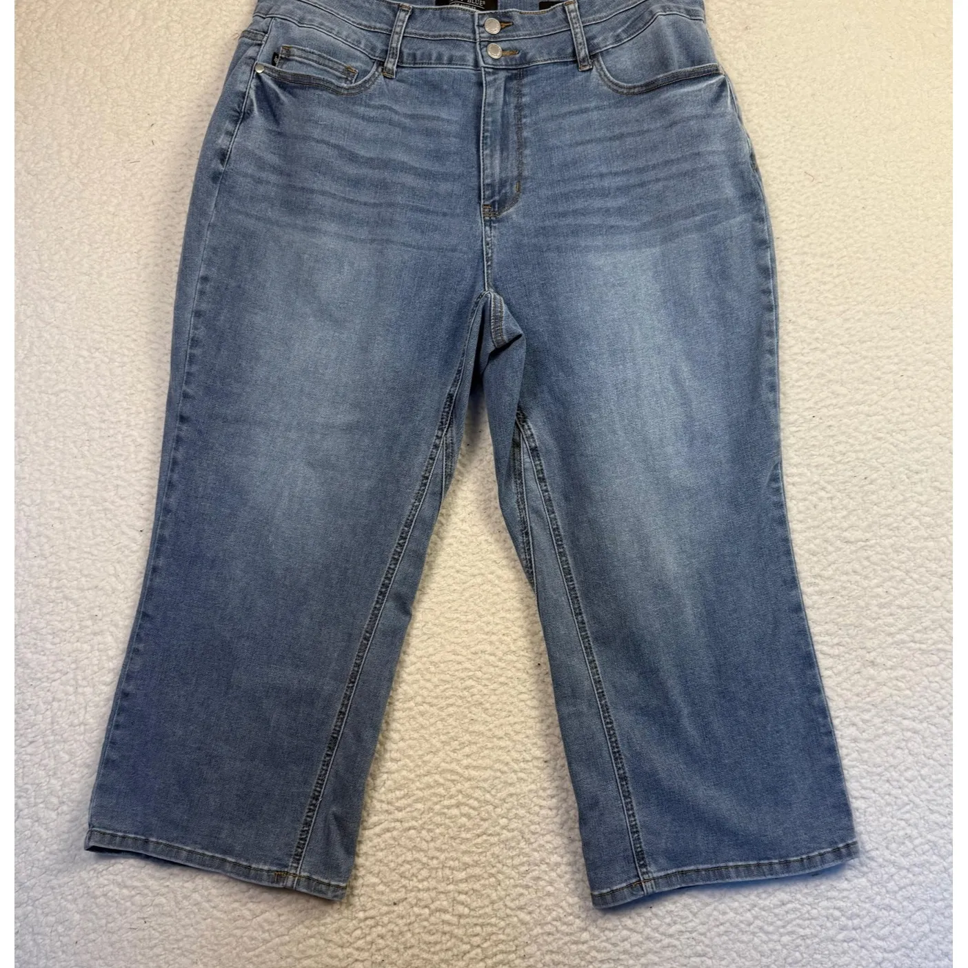 Judy Blue Jeans Womens 18W Blue Wide Crop High Rise Relaxed Stretch Denim - Image 1