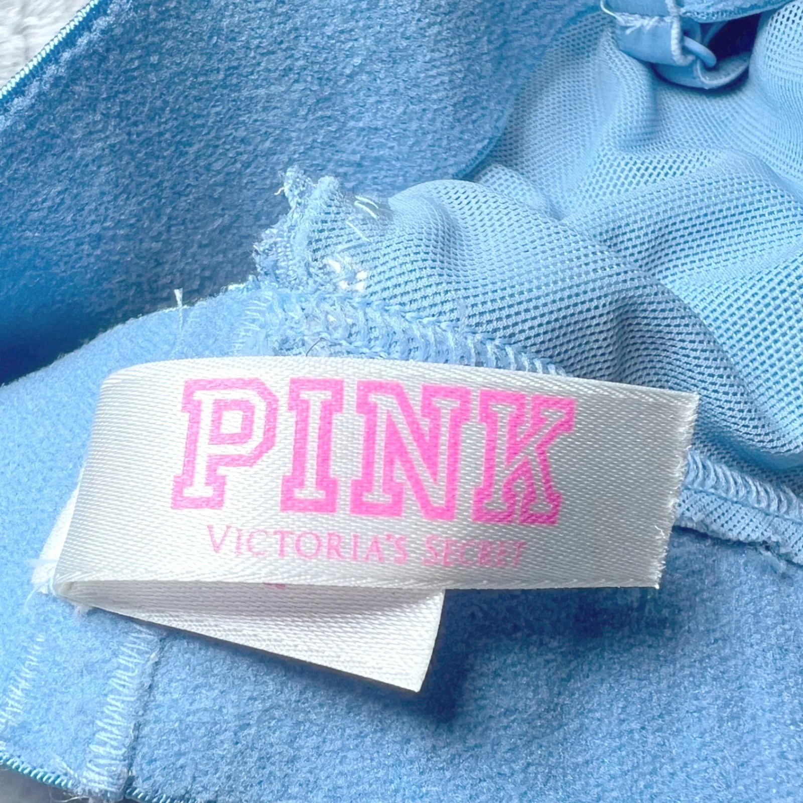 Victorias Secret Pink Lace T-Back Bralette Bra Womens Small Light Blue Intimates - Image 11