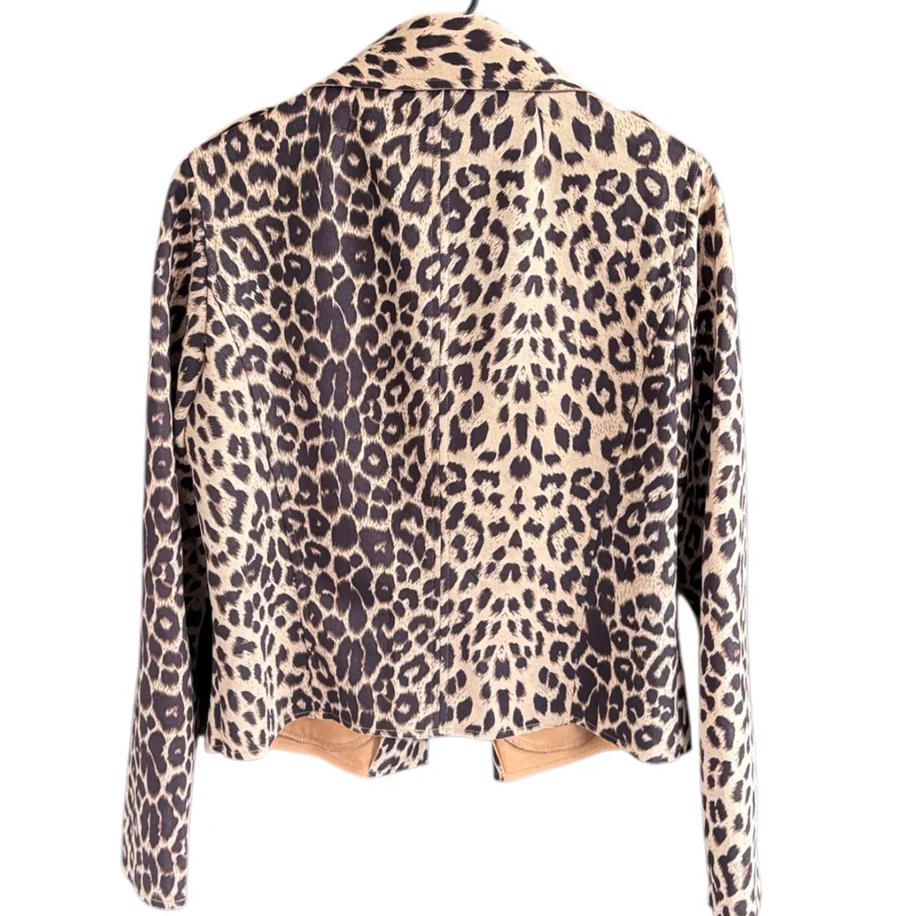Like New Kut From The Kloth Leopard Print Draped Moto Jacket Top Medium - Image 8