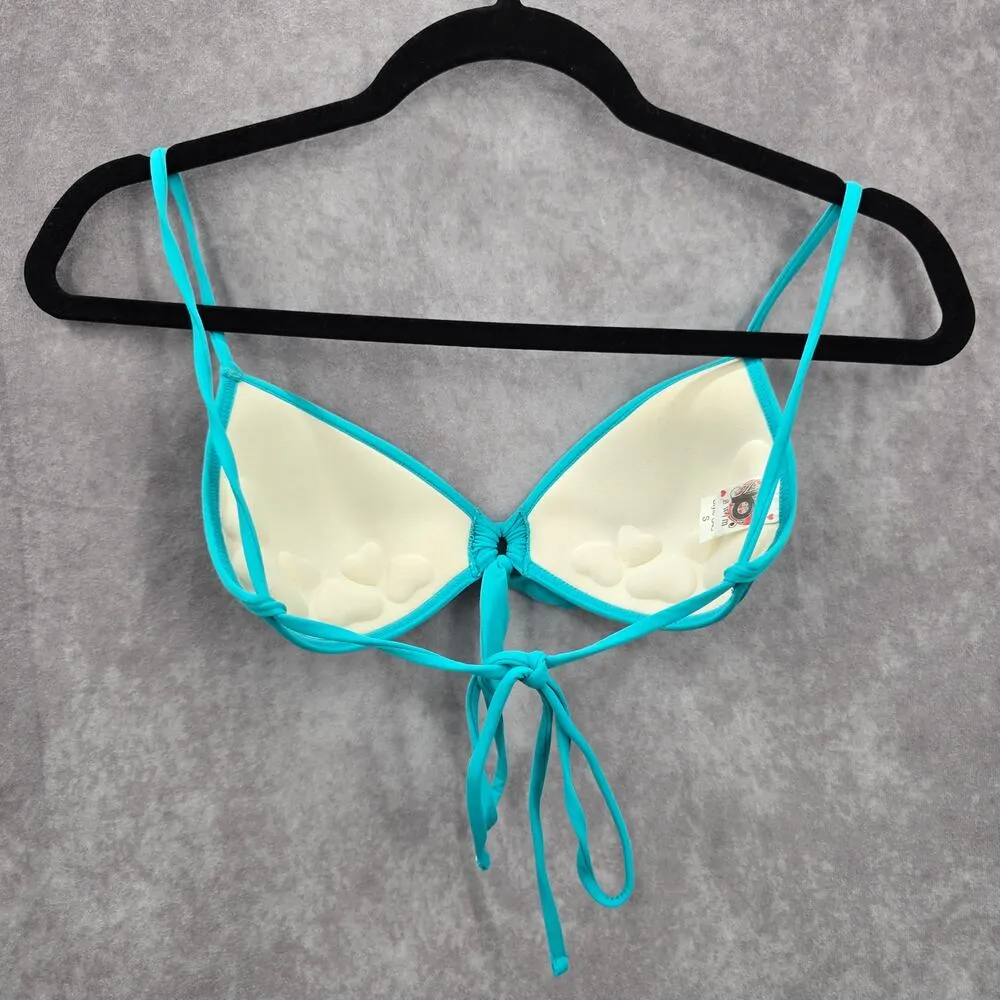 B Swim Blue Padded Tie Swimwear Swimsuit Bikini Top Small - Image 2