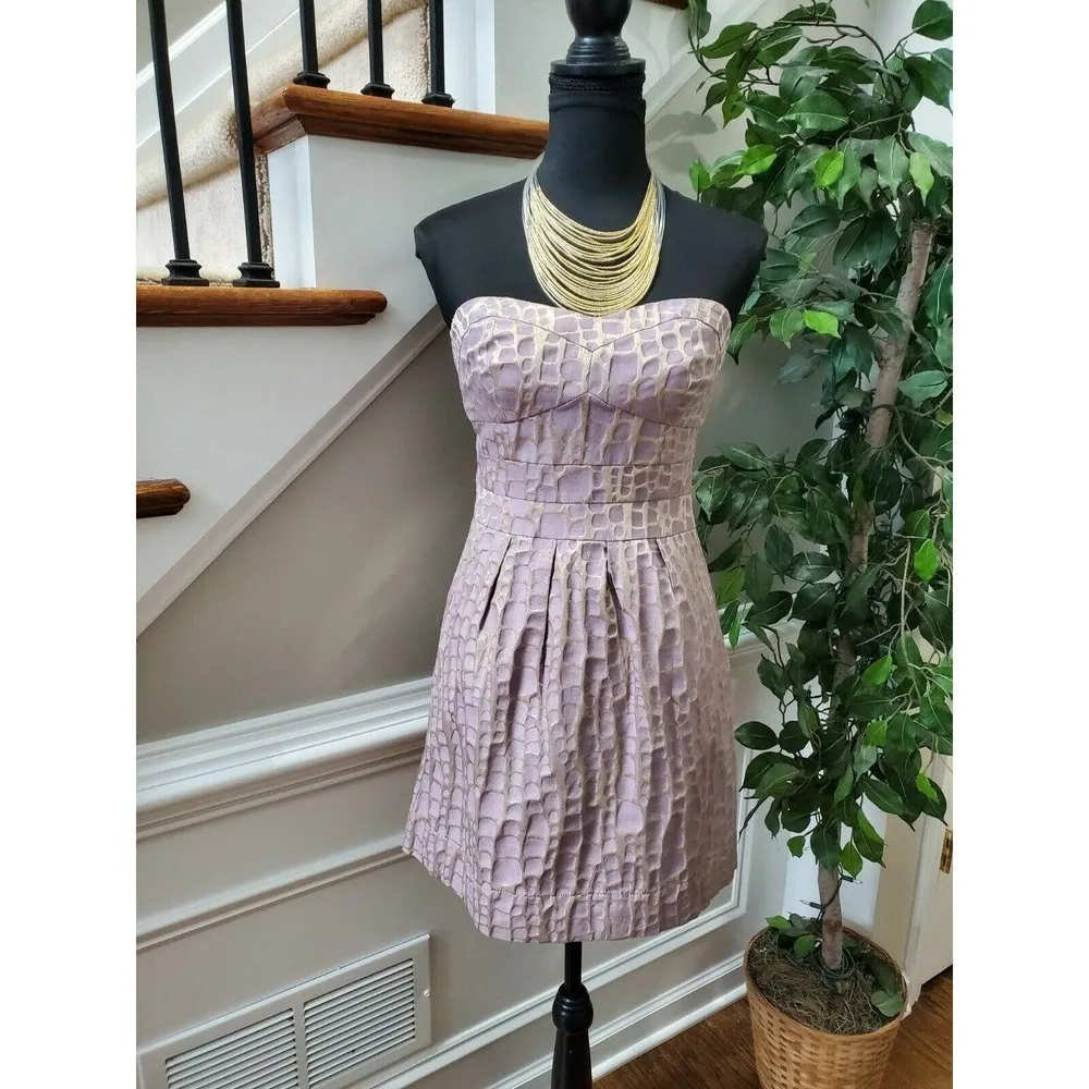 American Eagle Outfitters Women's Pink Rayon Strapless Knee Length Dress Size 4 - Image 10