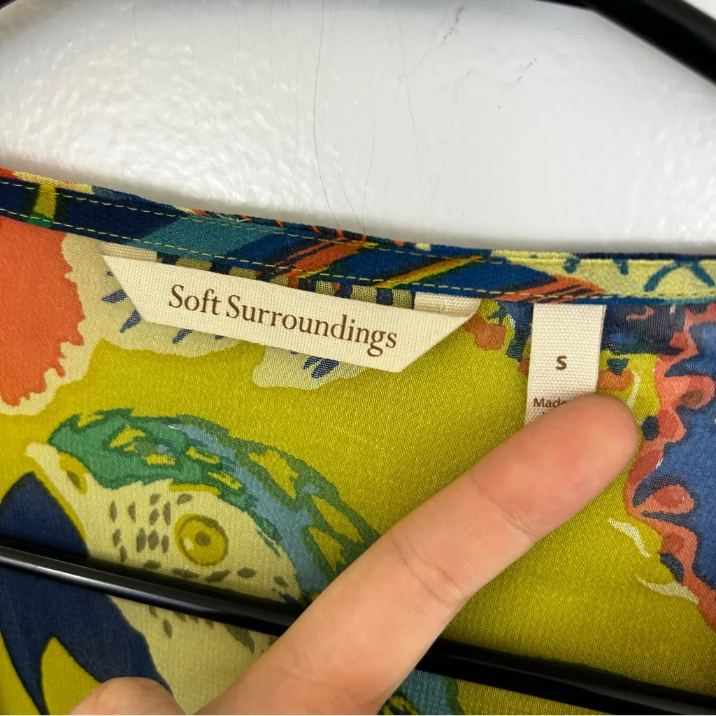 Soft Surroundings Bright Tropical Curaco Parrot Embroidered Open Front Kimono M - Image 8