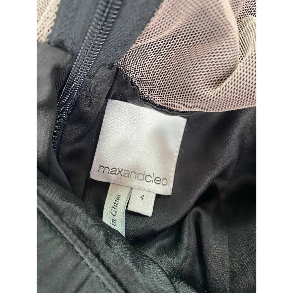 Max and Cleo Evening Gown 4 Black Mesh Sheer Panel Formal Event Elegant Maxi - Image 8