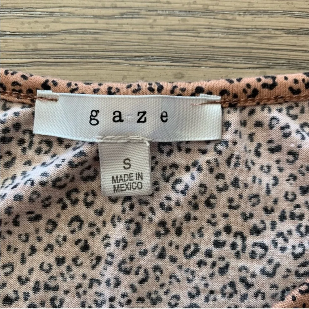 Gaze Cheetah Animal Print Short Sleeve Peplum Top S Brown - Image 11