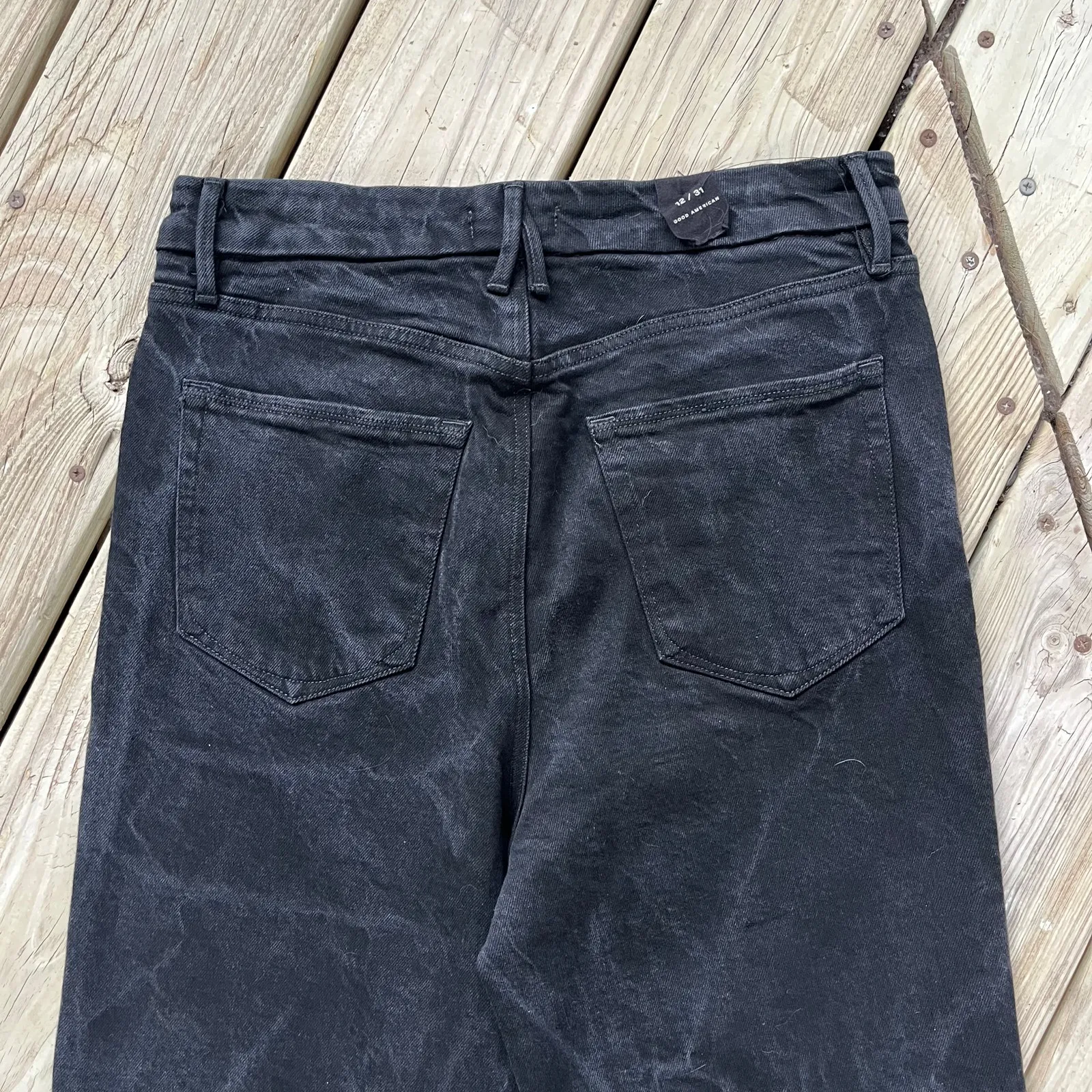 Good American Women's Good Boy Straight Leg Jeans Black Size 12/31. NWOT - Image 4