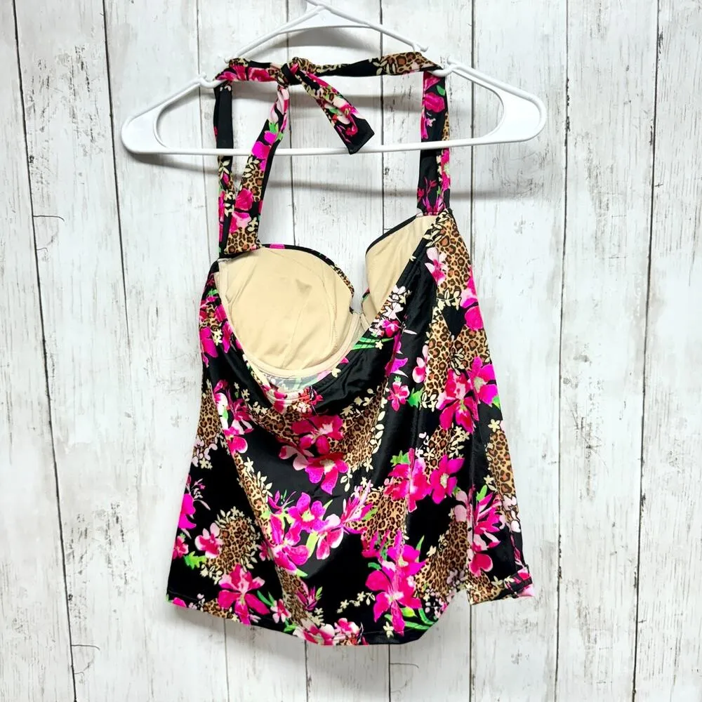 Victoria’s Secret Swim Women Size 36B Neon Animal Designed Floral Halter Top - Image 4