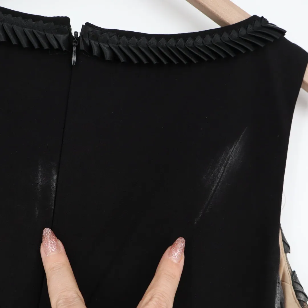 Adrianna Papell Black Sheath Dress With Embellished Neckline Size 12 - Image 4