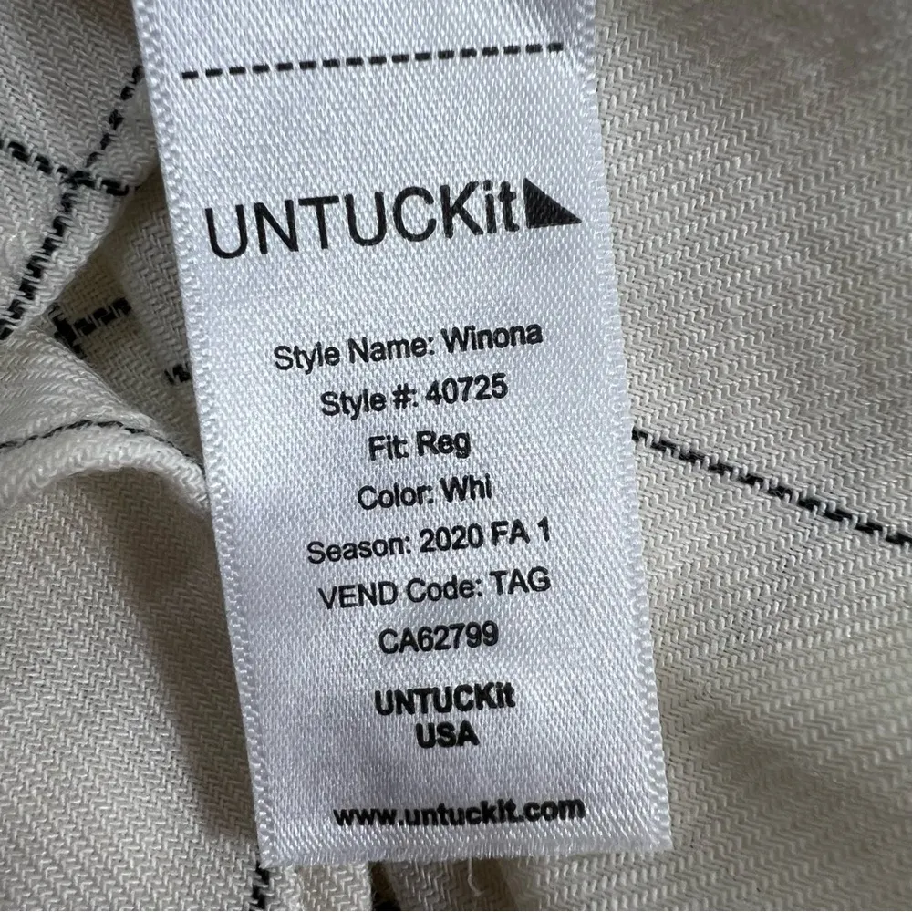 UNTUCKit For Her Ivory Winona Window Pane Button Down Shirt White Size 4 - Image 7