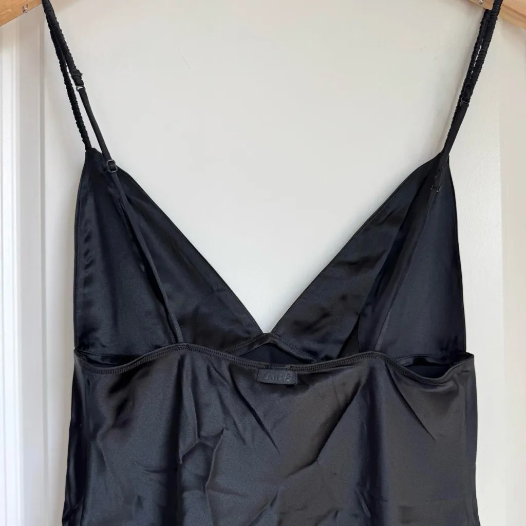 Skims Silk Midi Dress in Onyx, Size Small - Image 7