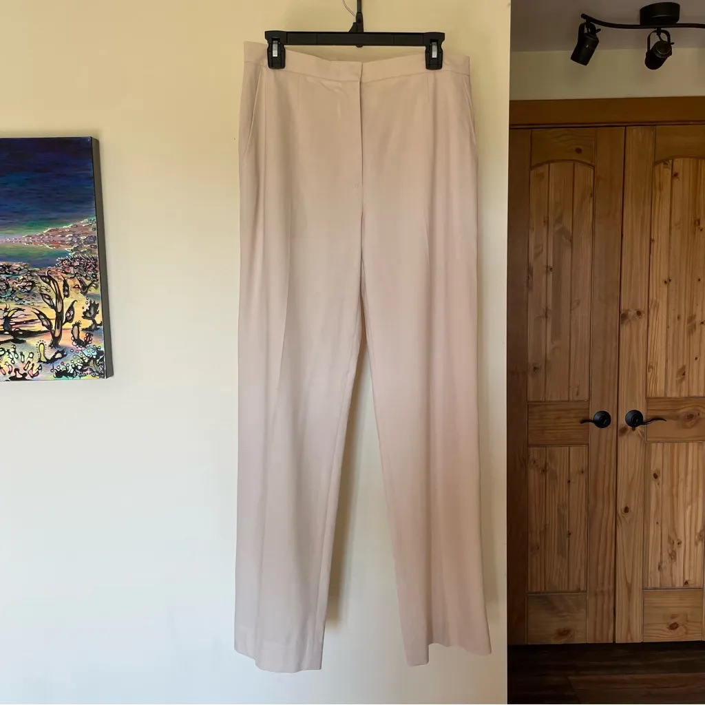 Max Mara Cream Crepe Quiet Luxury High Waisted Pleated Wide Leg Trouser Size 12 - Image 14