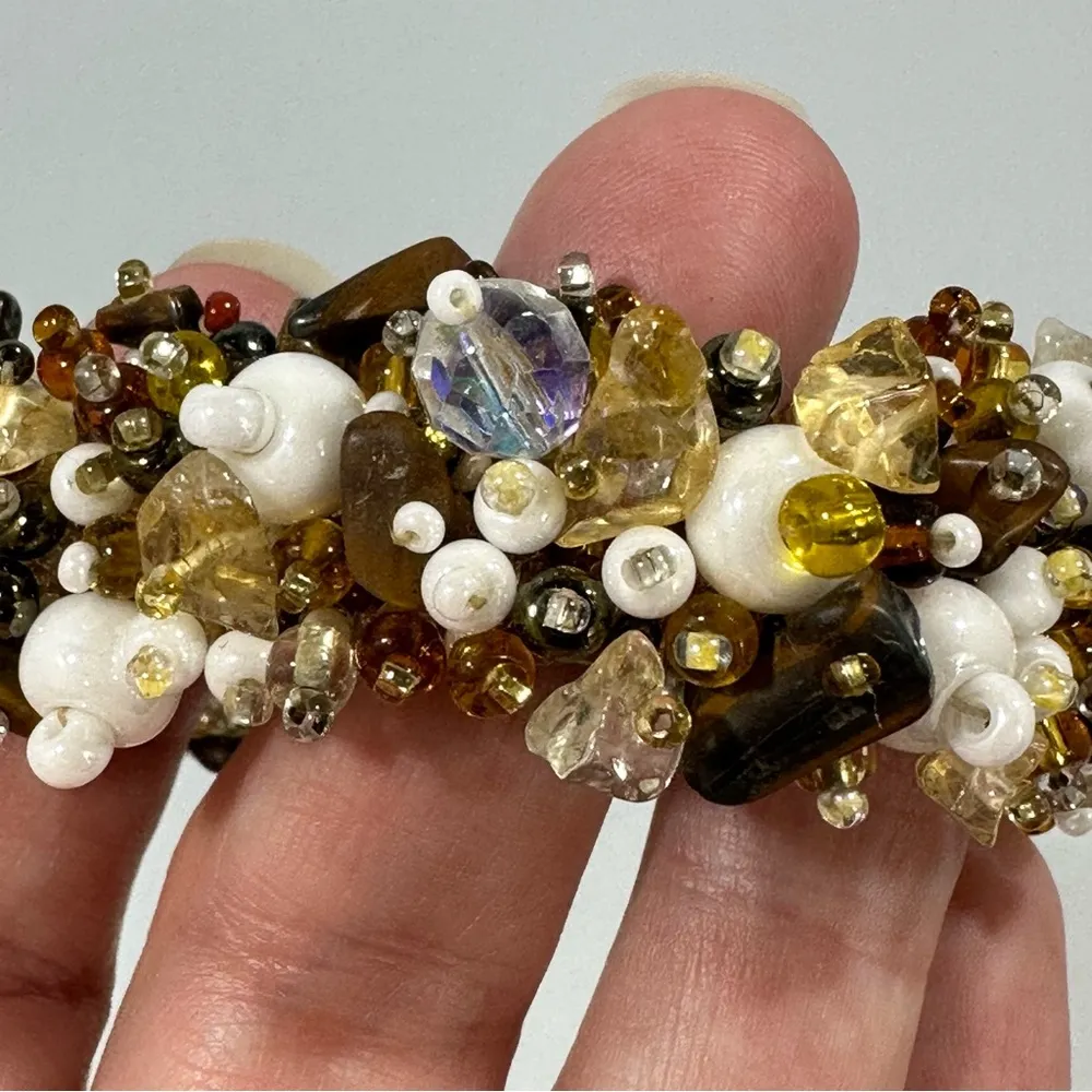 Neutral Brown Beaded Magnetic Closure Bracelet - Image 4