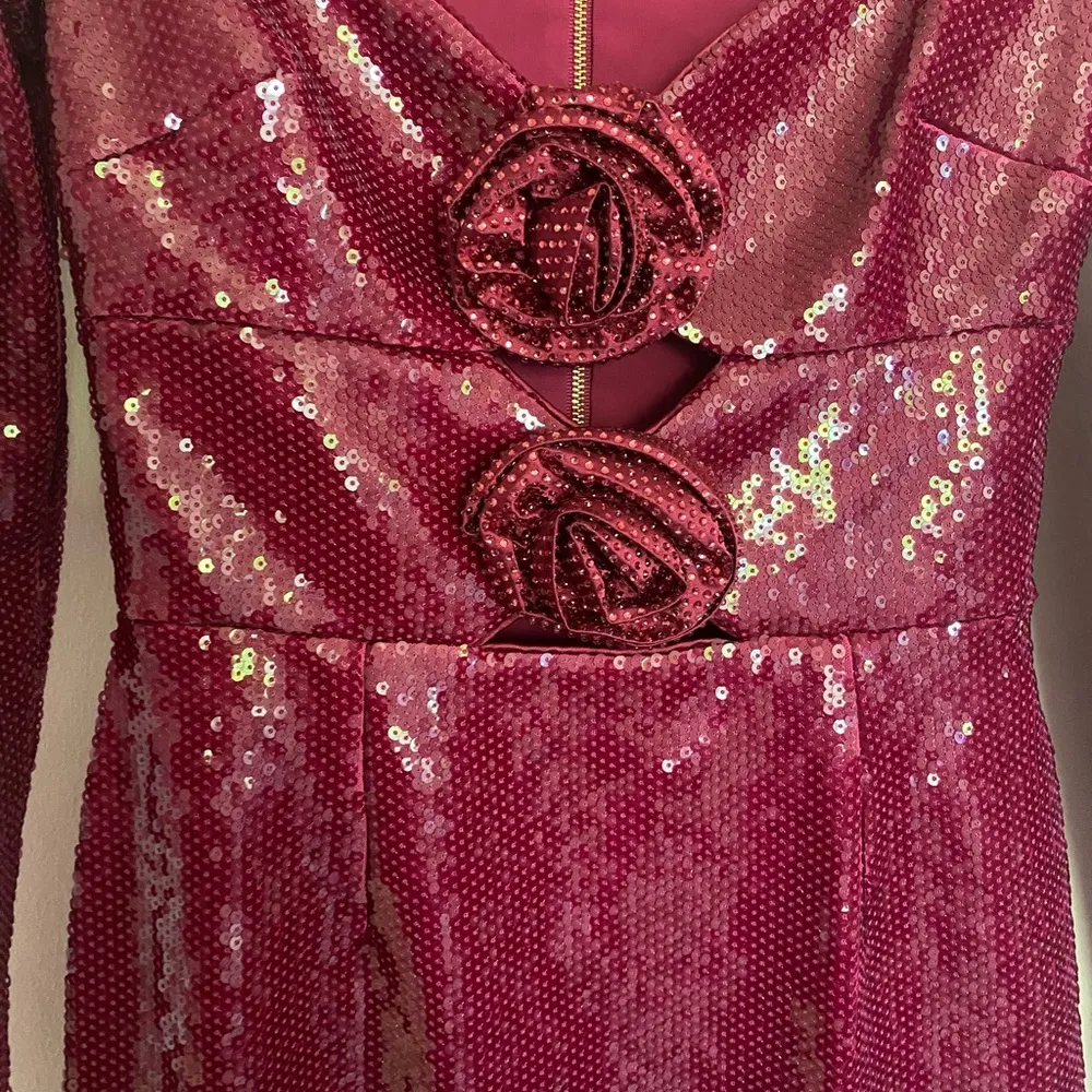 REBECCA VALLANCE Courtney Sequin Long Sleeve Minidress Size 2 - Image 4