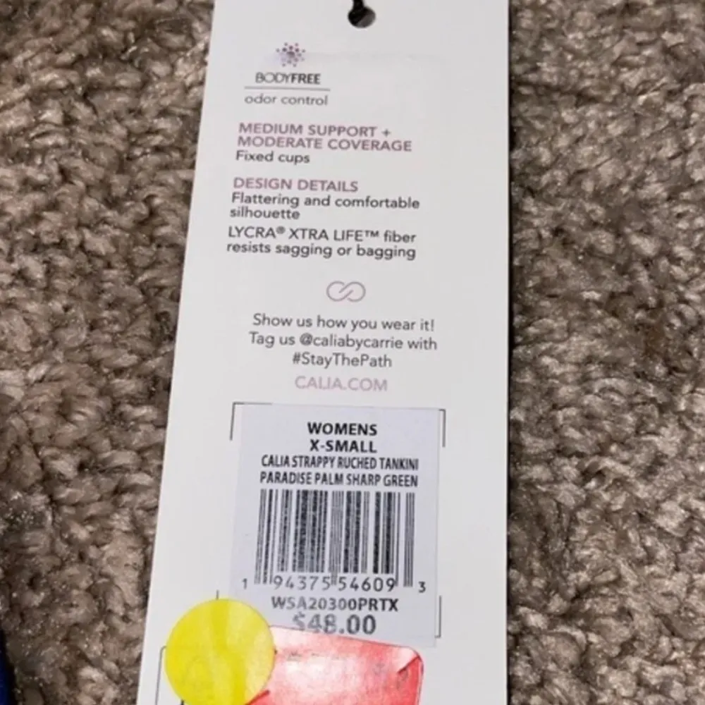 Calia By Carrie Underwood‎ Strappy Ruched Tankini Top Paradise Palm Sharp Green Blue Size XS - Image 8