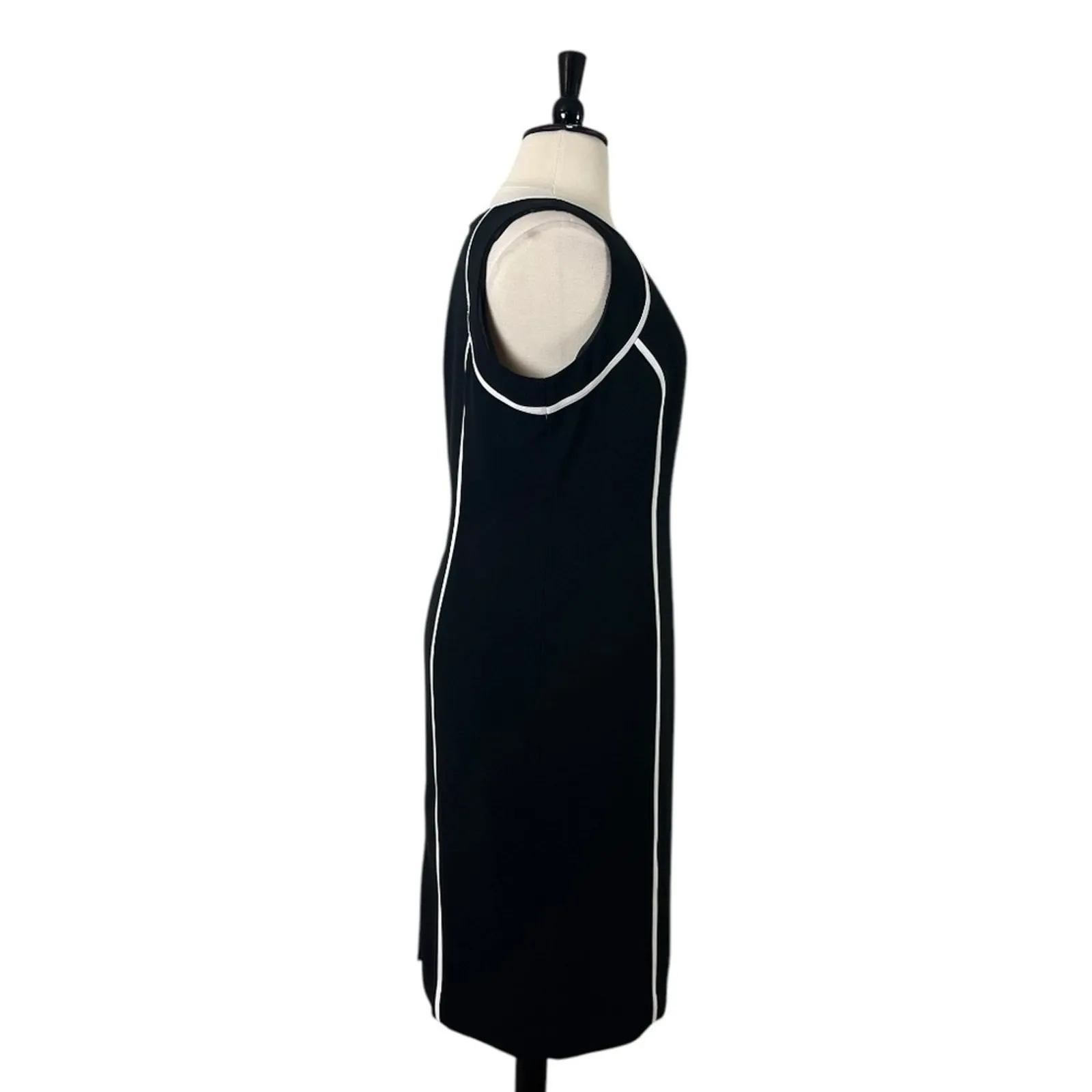 Kasper Sheath Dress Sleeveless Round Neck Black White Trim Women’s Plus Size 18 - Image 5