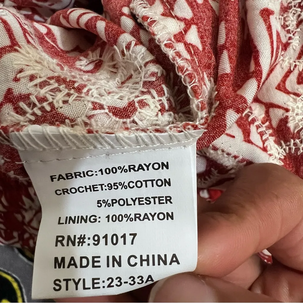 Women's Red and White Lace Trim Shorts - Image 8