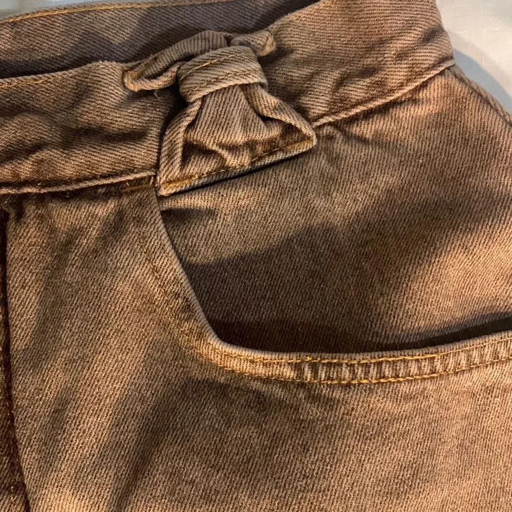 Y2K International Brown Jeans Waist 24 By 28 inseam Bow tie back pocket design Brown - Image 10