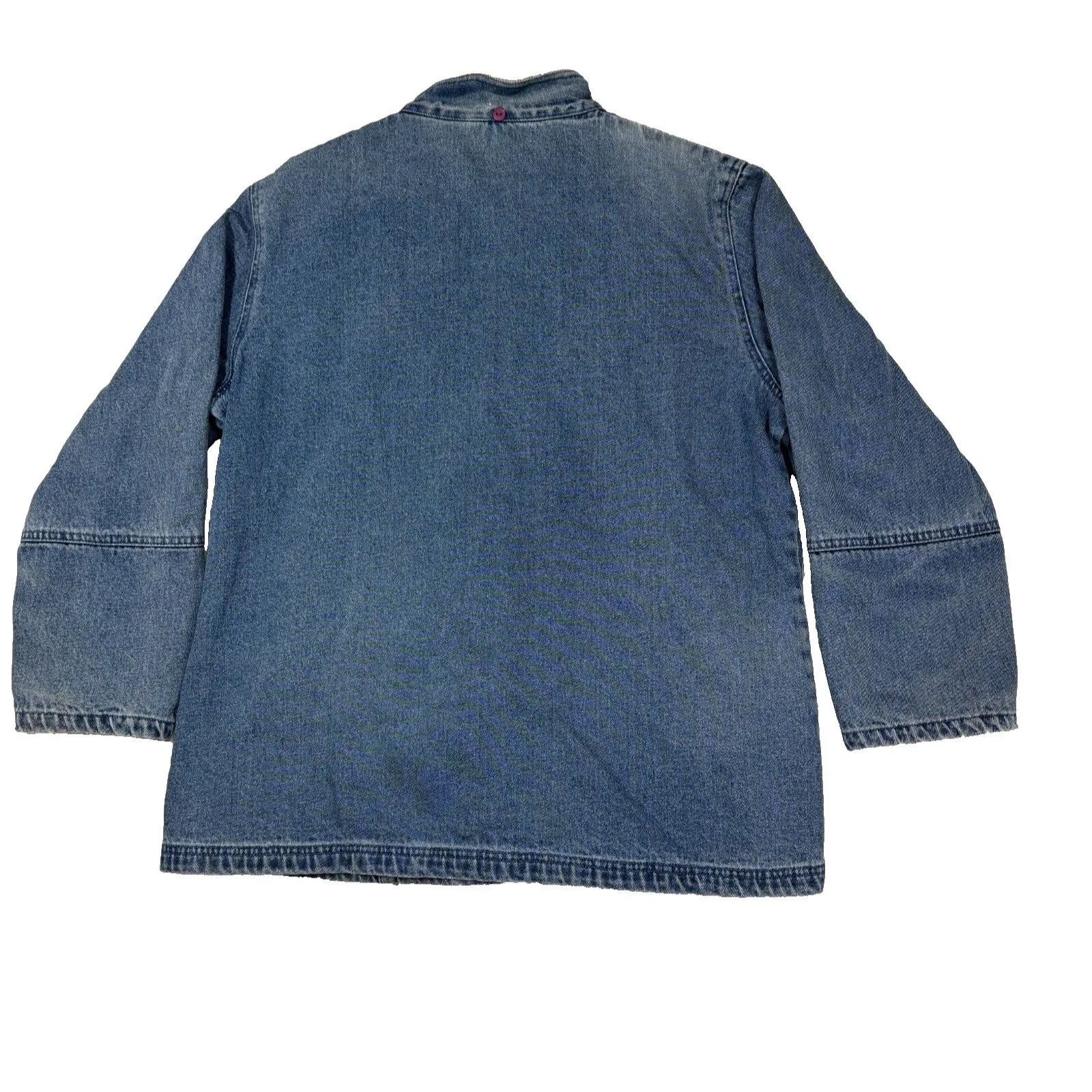 Vtg 90s North Style Denim Flannel Lined Jacket Chore Barn Medium Wash Women's L Blue Size L - Image 6