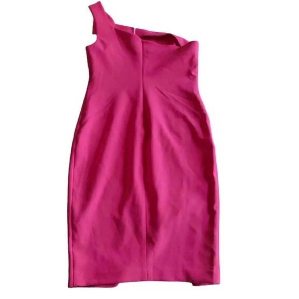 Likely Packard Dress Size 12 One Shoulder Fuchsia Pink Mid Length Slit New - Image 6